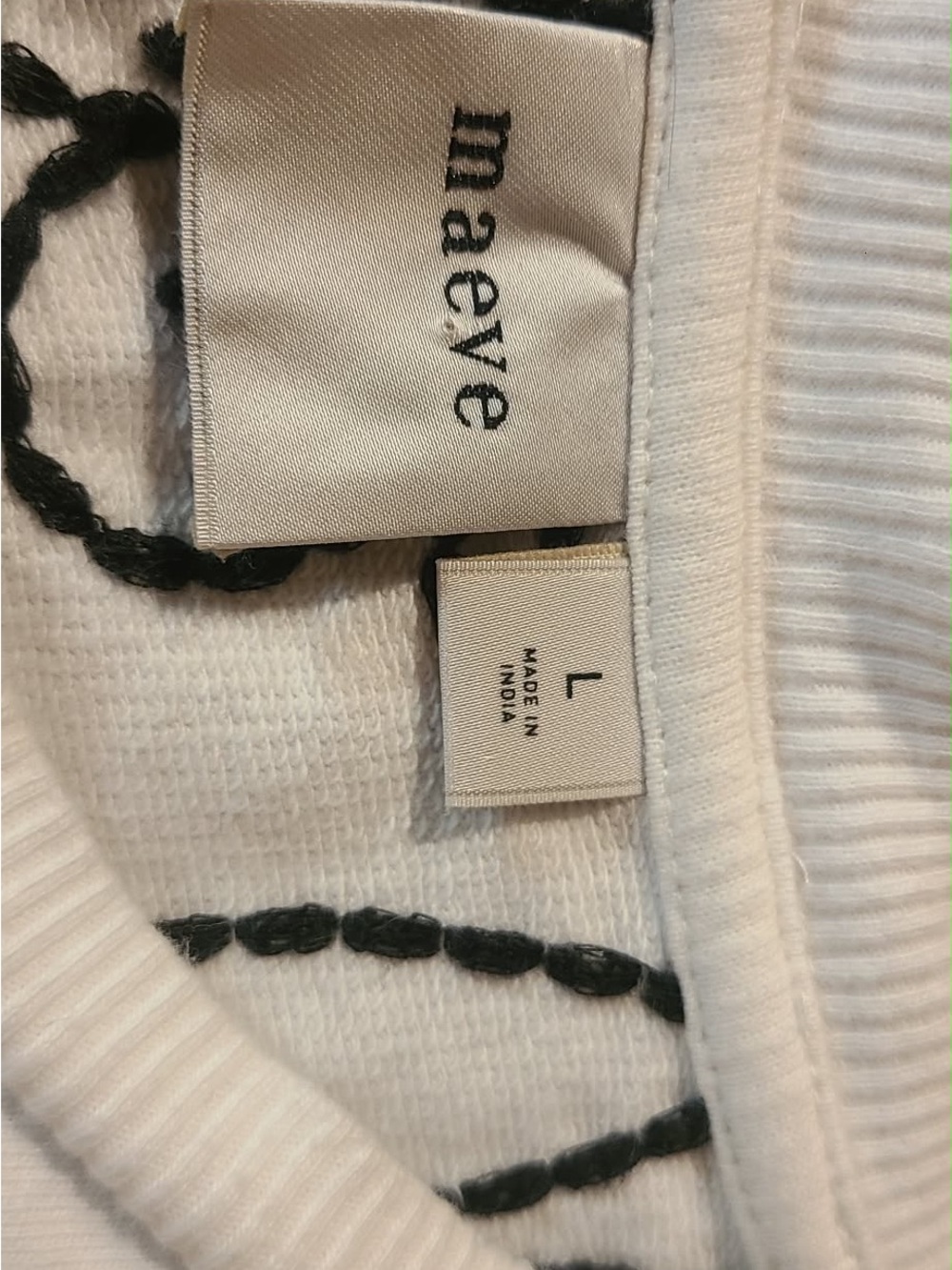 Maeve Womens Size L Puff-Sleeve Embroidered Sweatshirt - Picture 2 of 10